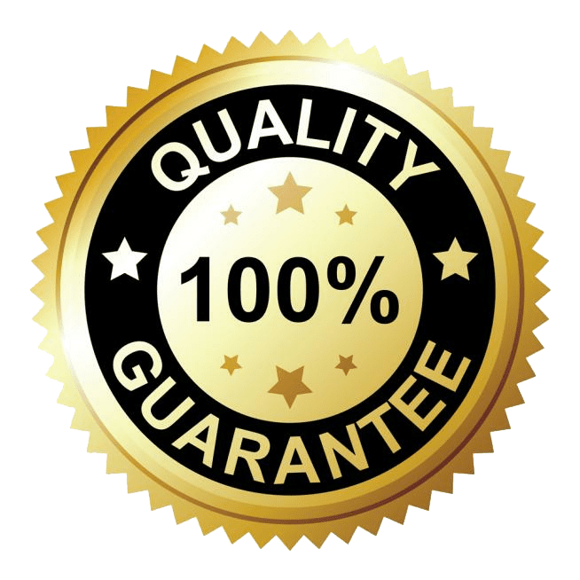 A quality guarantee seal displayed prominently on a clean white background, symbolizing trust and assurance in Colorado Pet Fence.