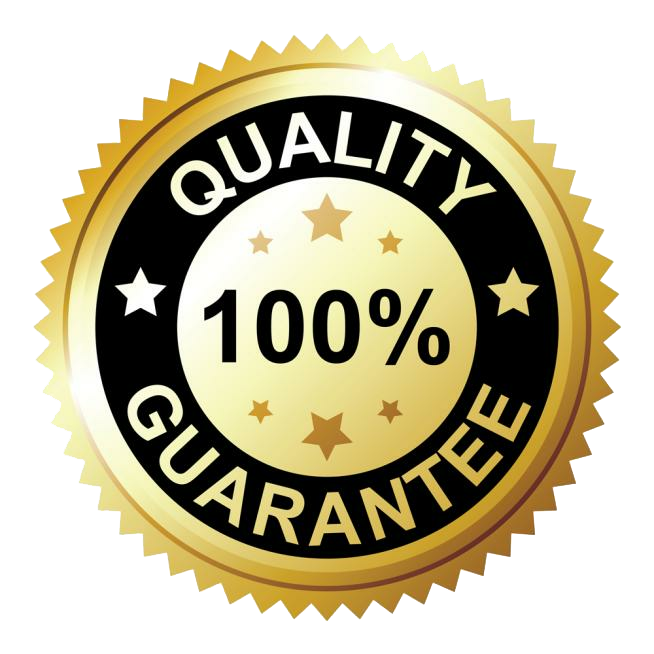 A quality guarantee seal displayed prominently on a clean white background, symbolizing trust and assurance in Colorado Pet Fence.