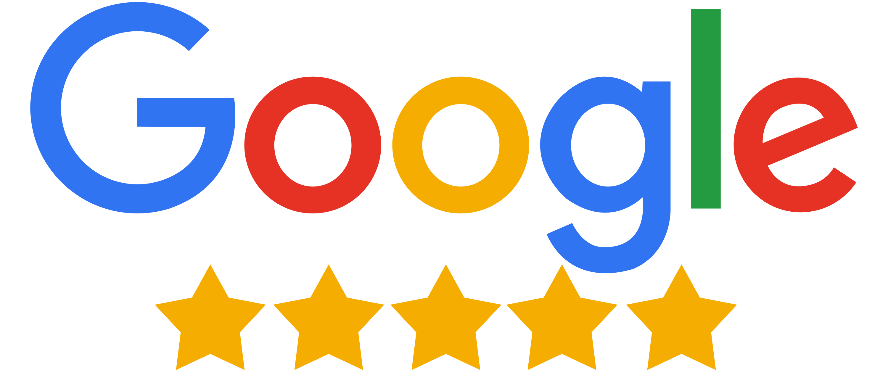 The Google Logo with 5 Stars Below It